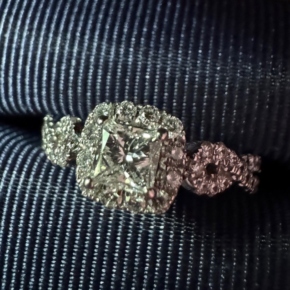 The Leo Diamond 14K White Gold 1ctw E/SI2 Princess Pave Halo Engagement Ring Sz8 - Picture 3 of 16